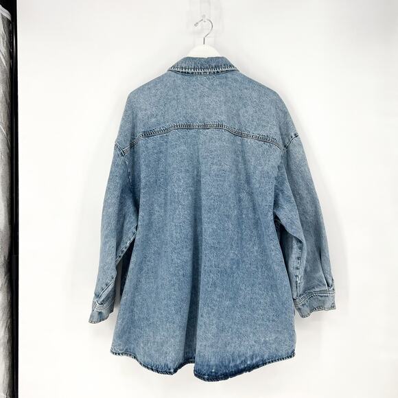 Good American Oversized Denim Shacket Indigo299 Blue Button Front Jacket 3X - Picture 5 of 5